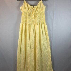 Yellow Gingham Maxi Dress Spaghetti Straps Size Large NEW!!